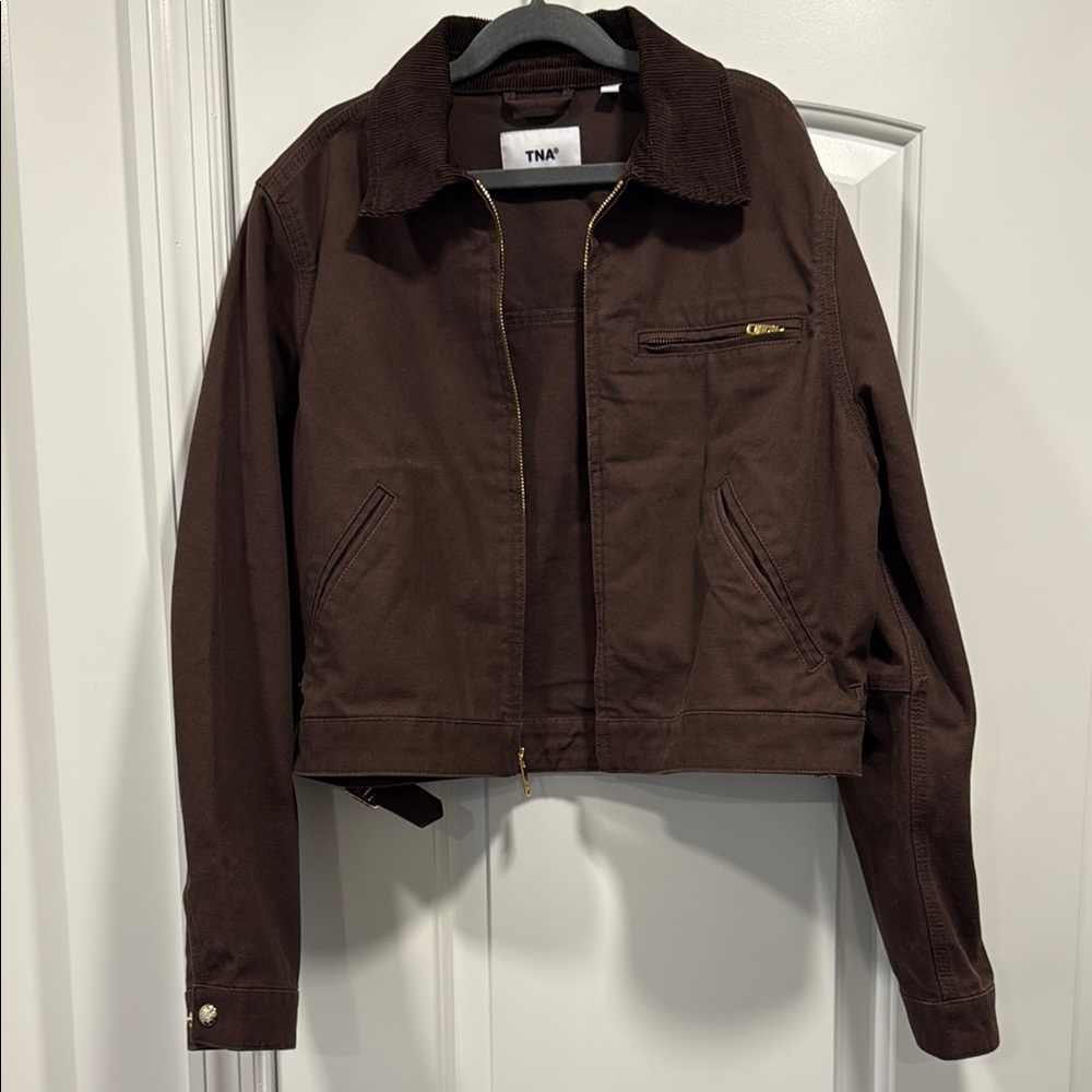 TNA Brown Utility Jacket with Collared Neckline